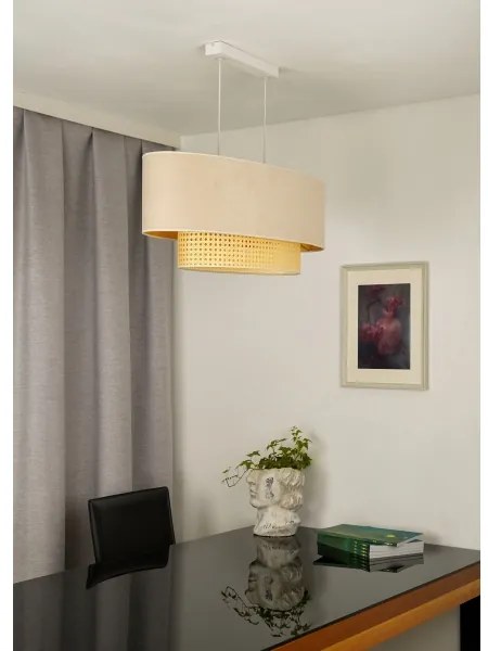 Duolla - Luster na lanku DOUBLE OVAL RATTAN 2xE27/15W/230V krémová/ratan