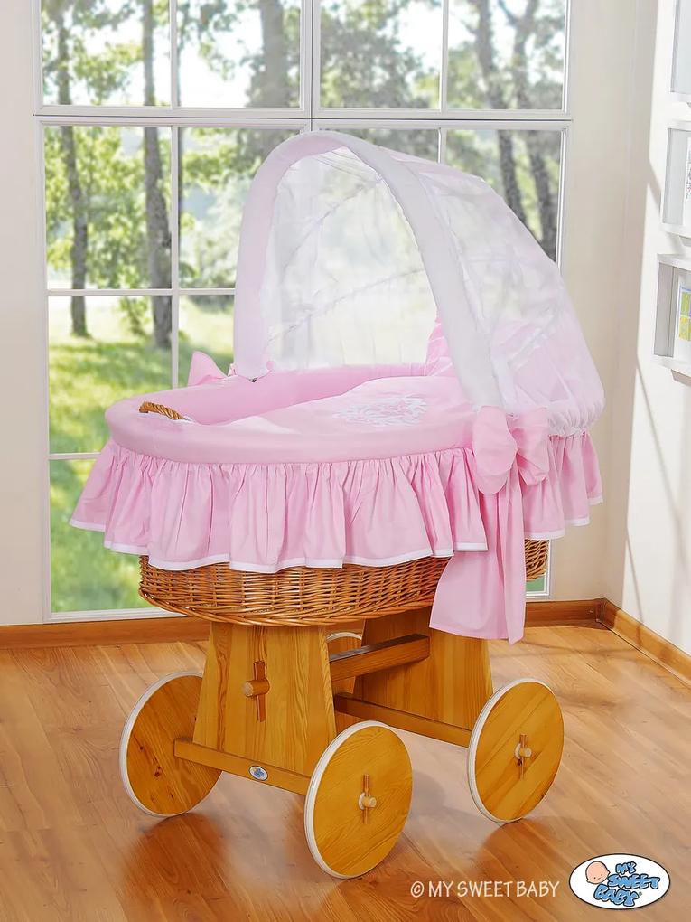 ♡ Prútený košík s kapucňou- Glamour ružovo-biela♡My Sweet Baby