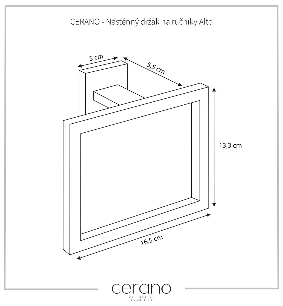 CERANO - Nástenný držiak na uteráky Alto - čierna matná, CER-CER-479302