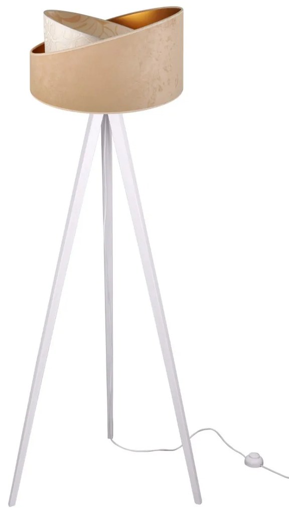 Podlahová lampa WERONA 7, 1x béžové/krémové textilné tienidlo so vzorom, G, W