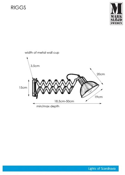 Markslöjd 108104 - Nástenné svietidlo RIGGS 1xE27/60W/230V mosadz
