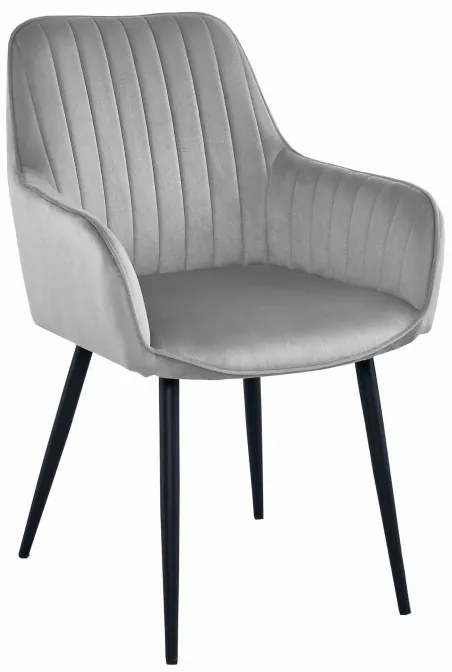 Jedálenská stolička SOLDEN zamatová strieborná / sivá (čierne nohy)