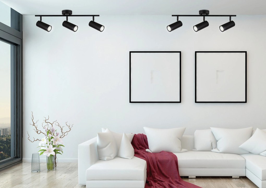 Candellux Čierne stropné svietidlo Colly pre žiarovku 3x GU10 93-01634