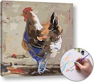 Maľovanie podľa čísel SLIEPKA NA DVORE –  nízka náročnosť