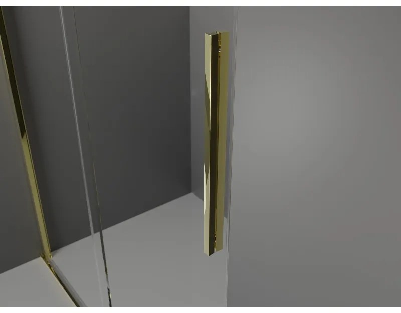 Mexen Velar L, sprchový kút s posuvnými dverami 100 x 100 cm, 8mm šedé sklo, zlatá lesklá, 871-100-100-43-50