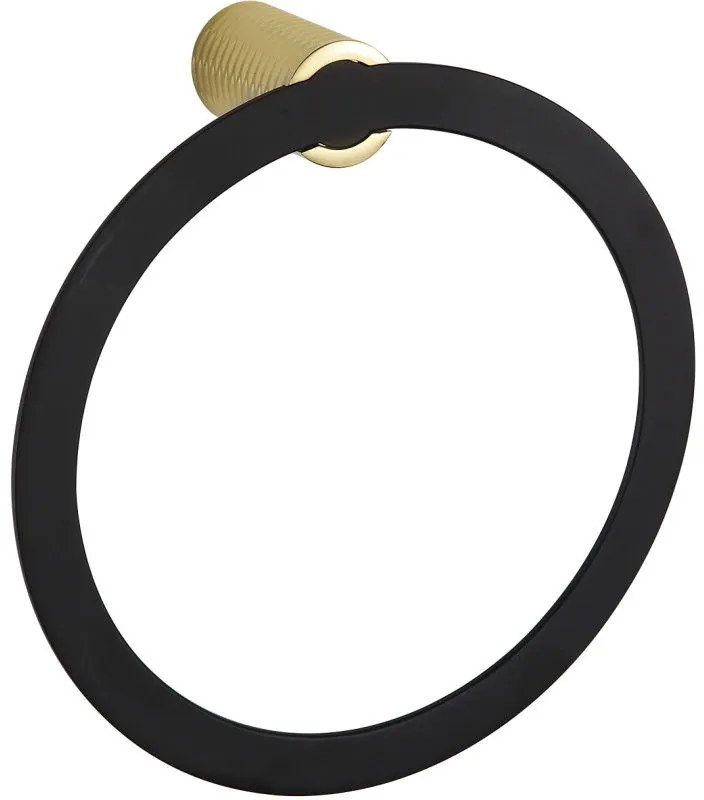 Mexen Base, prsteňový držiak na uteráky, čierna - zlatá, 7088232-57