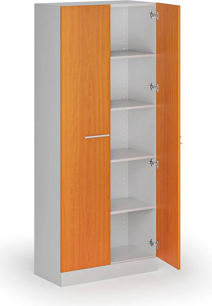 Kovová spisová skriňa s drevenými dverami, demontovaná, 1950 x 800 x 400 mm, čerešňa