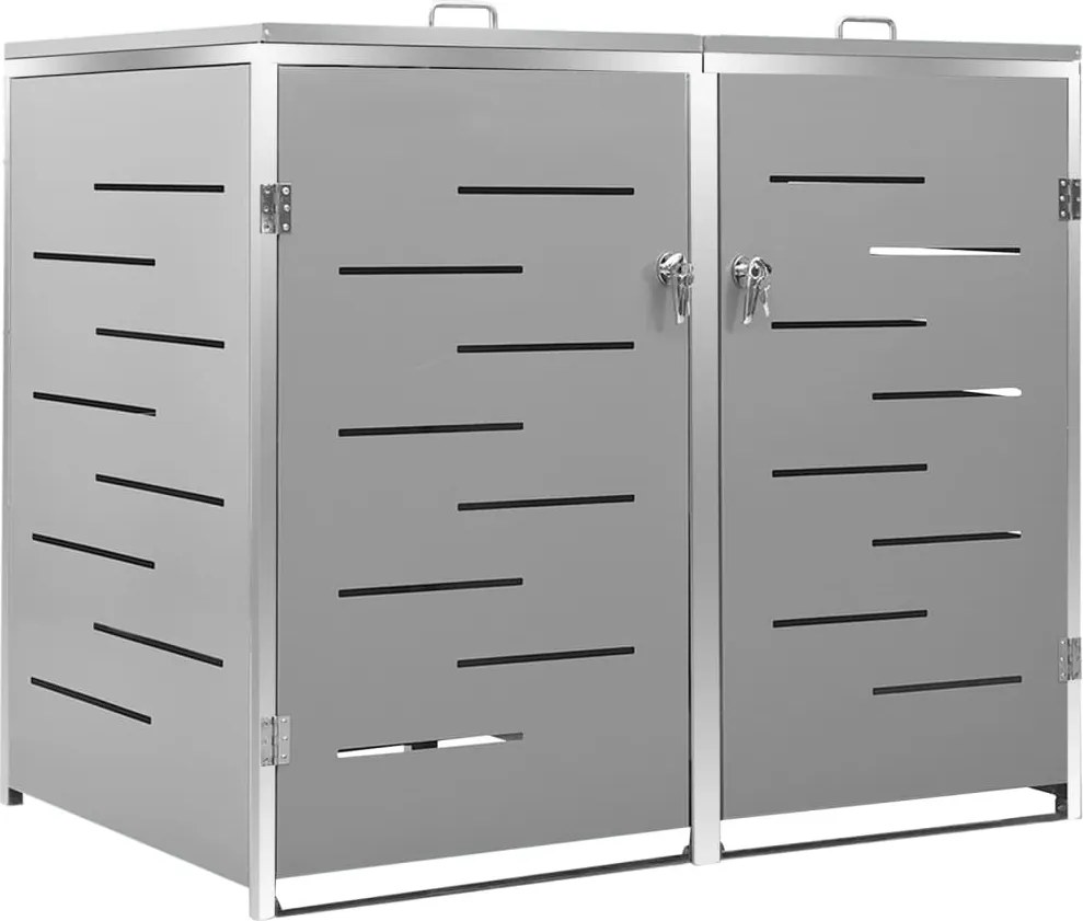 vidaXL Ohrada na 2 odpadkové koše 138x77,5x112,5 cm nehrdzavejúca oceľ