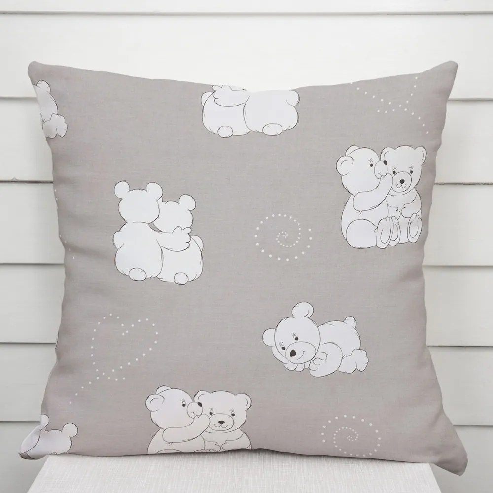 Biante Detská bavlnená obliečka na vankúš Sandra SA-733 Zamilované ľadové medvede na svetlo sivom 40 x 60 cm