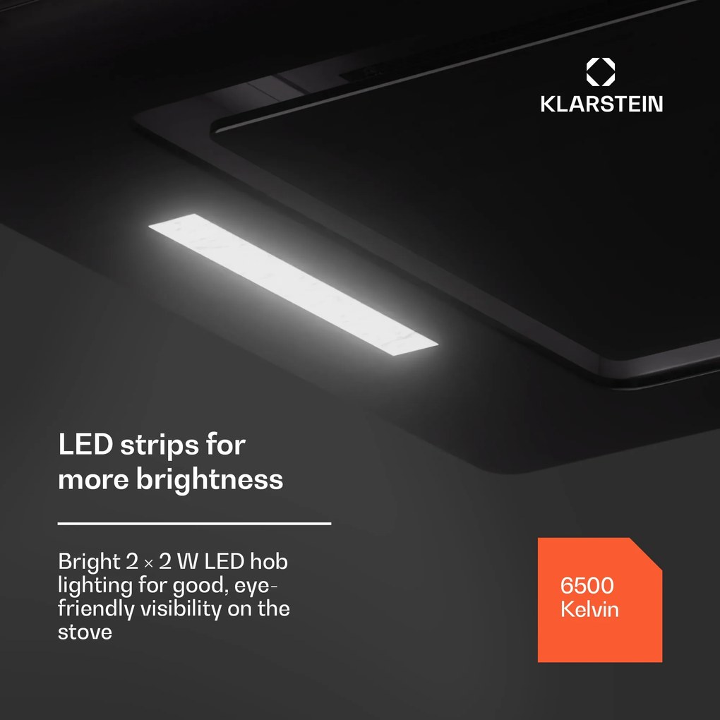 Klarstein Hektor Eco, digestor, 52 cm, 466 m³/h, dotykové ovládanie, sklo