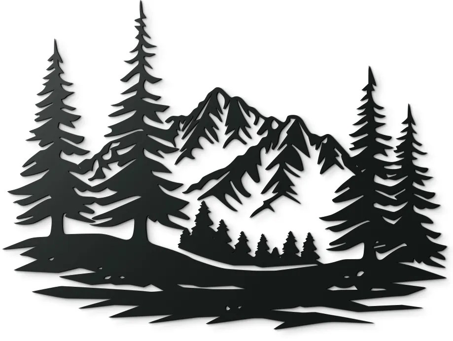 drevko Drevený obraz Hora nad lúkou Rozmer obrazu: 44,5 x 60 cm, Farba dekorácie: Čierna
