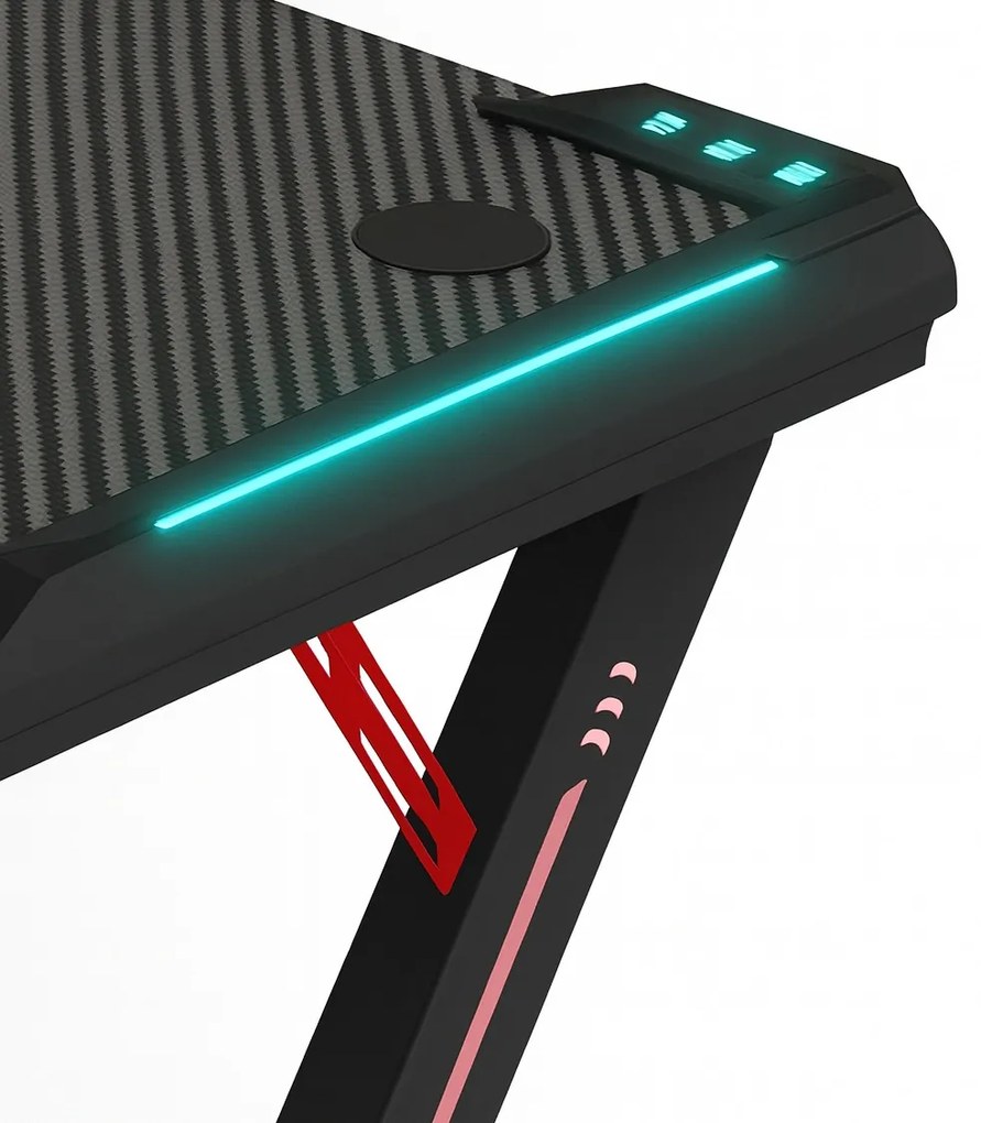 Herný stôl s podsvietením BG03 čierny 140 cm