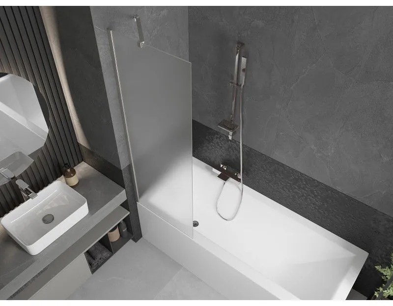 Mexen Next, 1-krídlová vaňová zástena 60 x 150 cm, 6mm sklo námraza, oceľová, 895-060-000-00-30-97