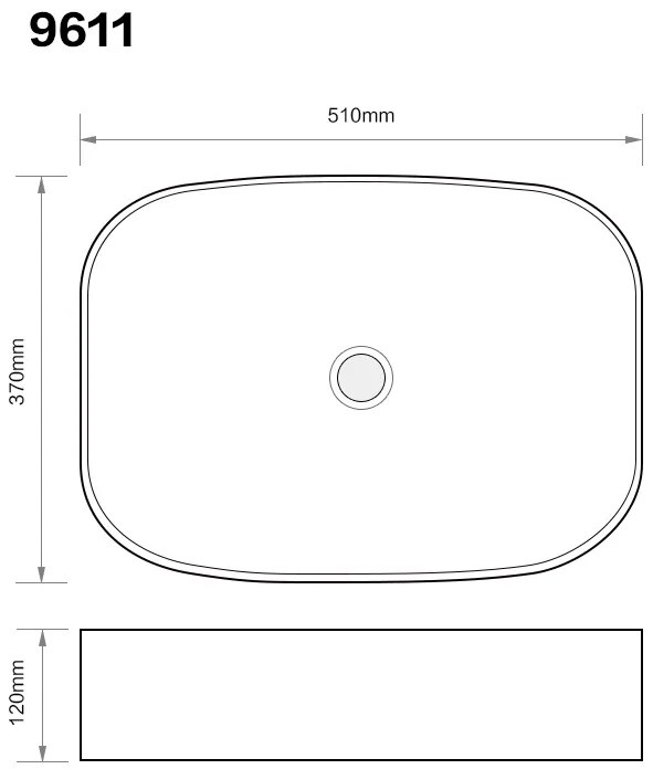 Erga Nancy, umývadlo na dosku 510x370x120 mm, biela lesklá, ERG-V03-9611-WH