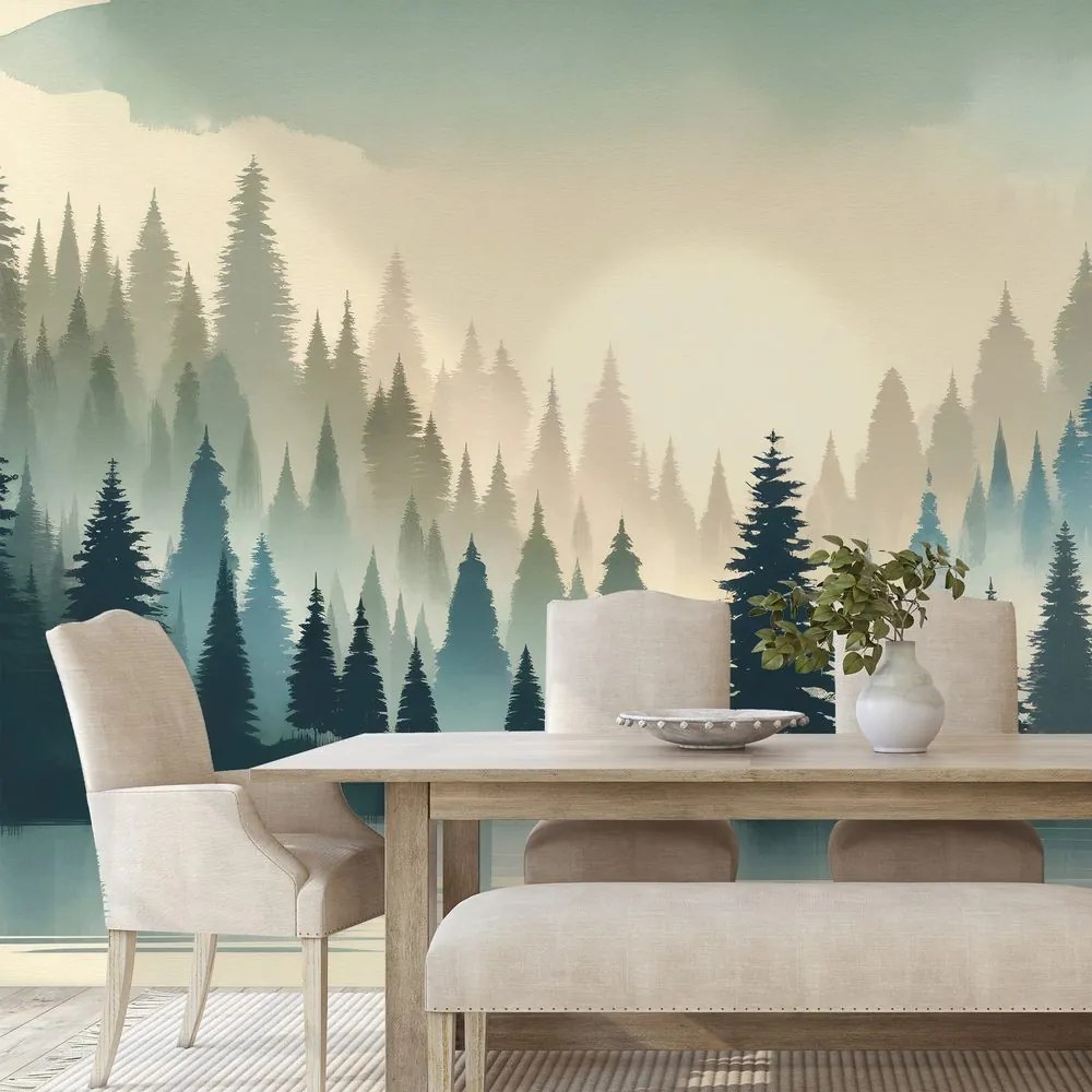 Tapeta zahmlený lesný súmrak