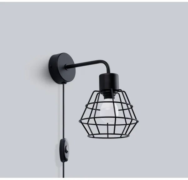 Sollux SL.1164 - Nástenná lampa SUBA 1xE27/15W/230V čierna