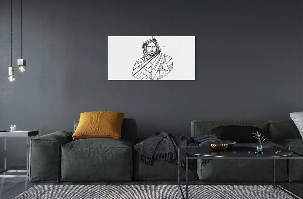 Sklenený obraz Ježiš výkres 100x50 cm