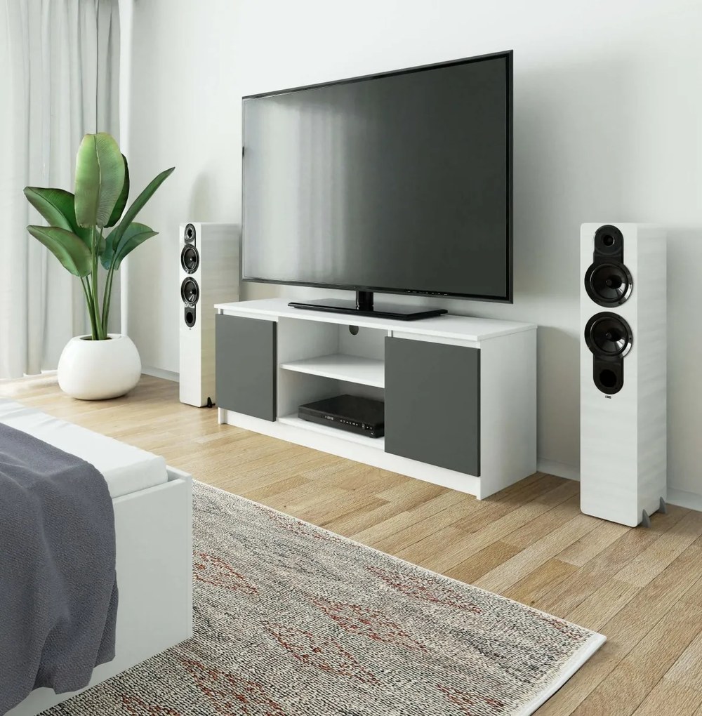 TV stolík Beron 140 cm biely/grafitovo sivý