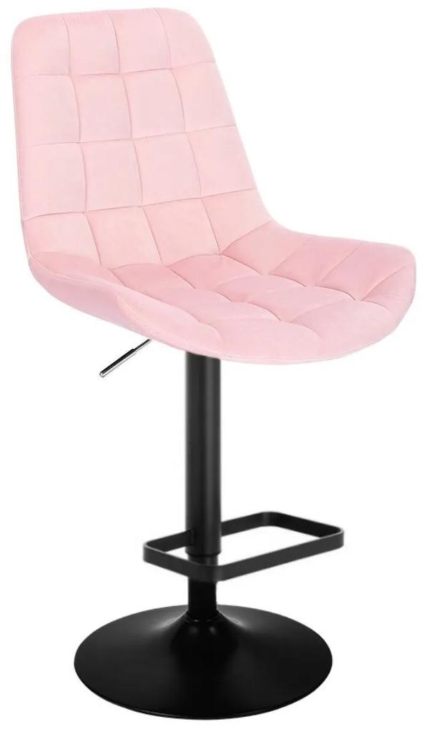 LuxuryForm Barová stolička PARIS VELUR na čiernom tanieri - svetlo ružová