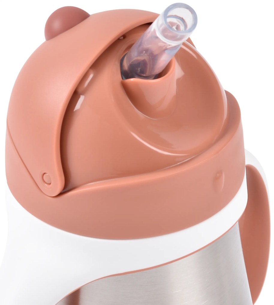 Hrnček termoizolačný so slamkou nerez 250ml Terracotta