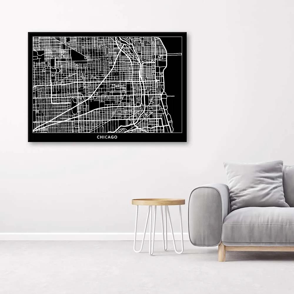 Gario Obraz na plátne Plán mesta Chicago Rozmery: 60 x 40 cm