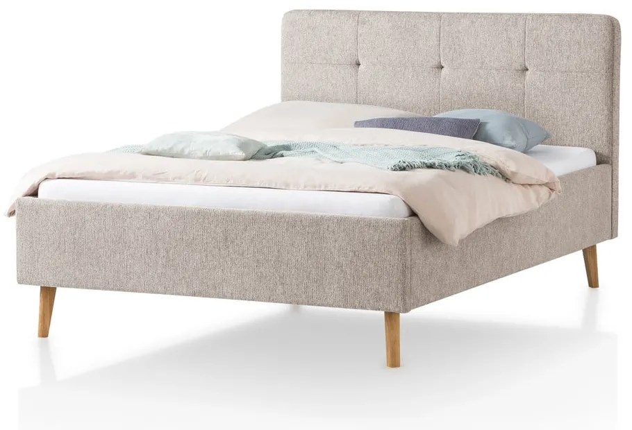 Sivá/hnedá čalúnená dvojlôžková posteľ bez roštu 140x200 cm Smart – Meise Möbel