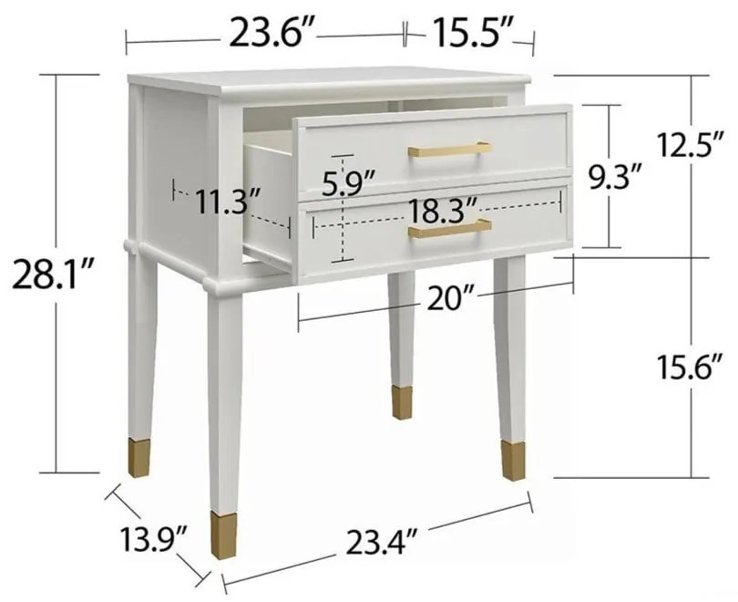 Biely nočný stolík Westerleigh – CosmoLiving by Cosmopolitan