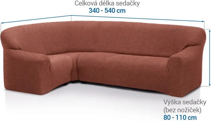 Super strečové poťahy RUBINIA tehlová rohová sedačka (š. 340 - 540 cm)