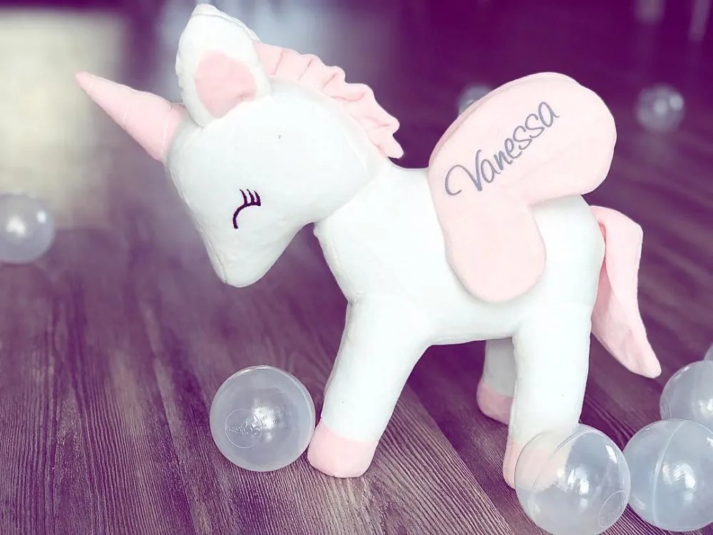 Mojkáčik - Plyšový jednorožec biely L