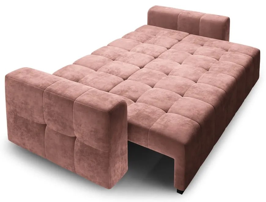 Ružová zamatová rozkladacia pohovka Milo Casa Luca