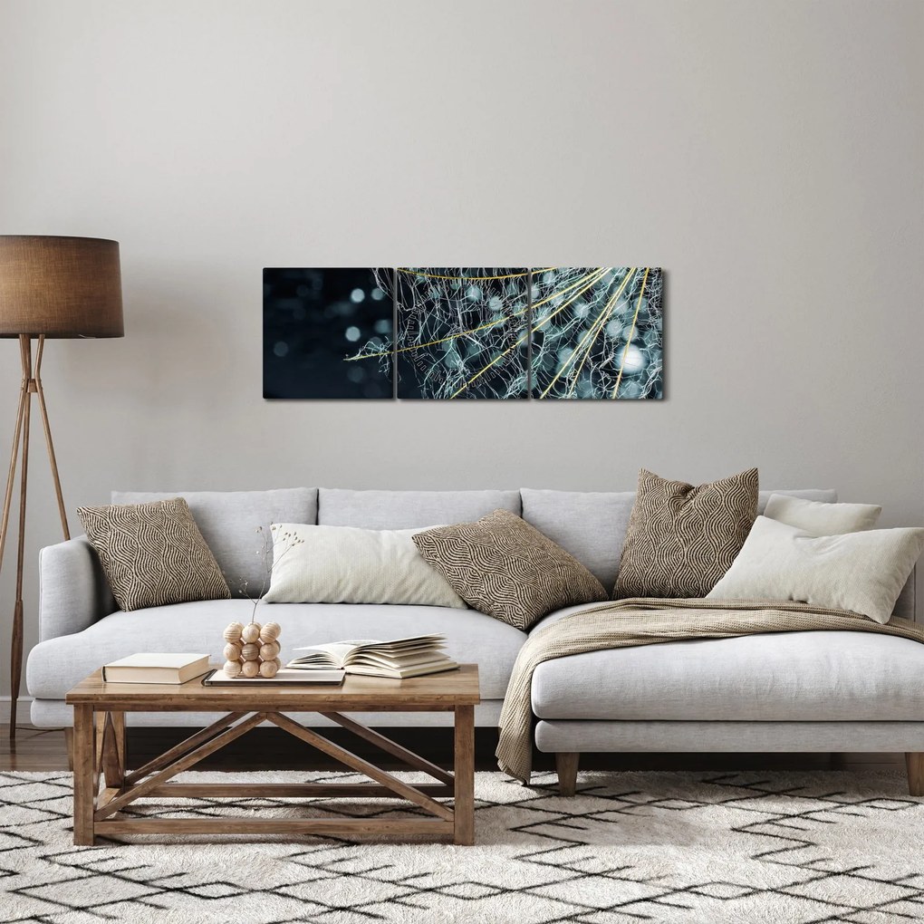 Obraz -Kvet s pavučinou (s hodinami) (90x30 cm)
