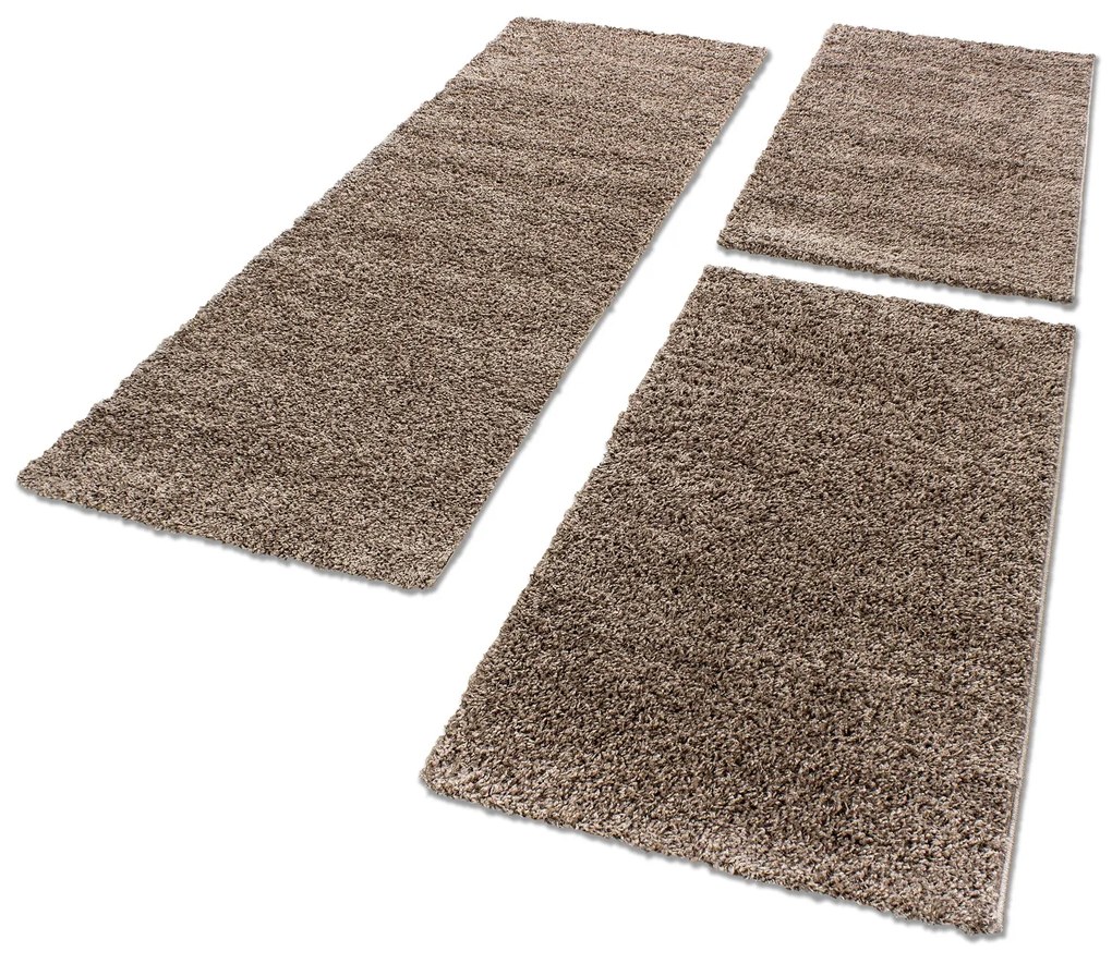 Ayyildiz, Kusový koberec Life Shaggy 1500 mocca, 80x250, hnedá, spálňa