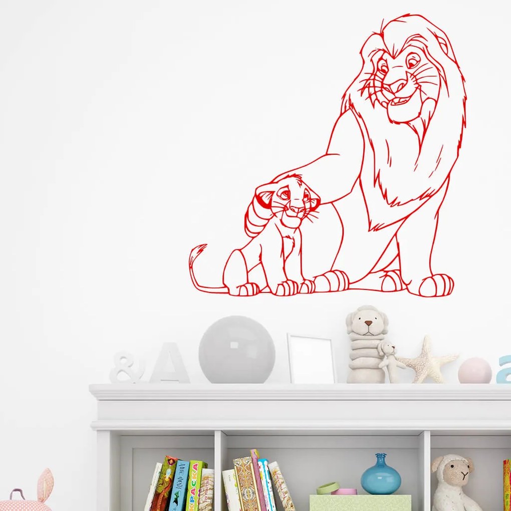 Veselá Stena Samolepka na stenu na stenu Mufasa a Simba Leví kráľ Farba: černá