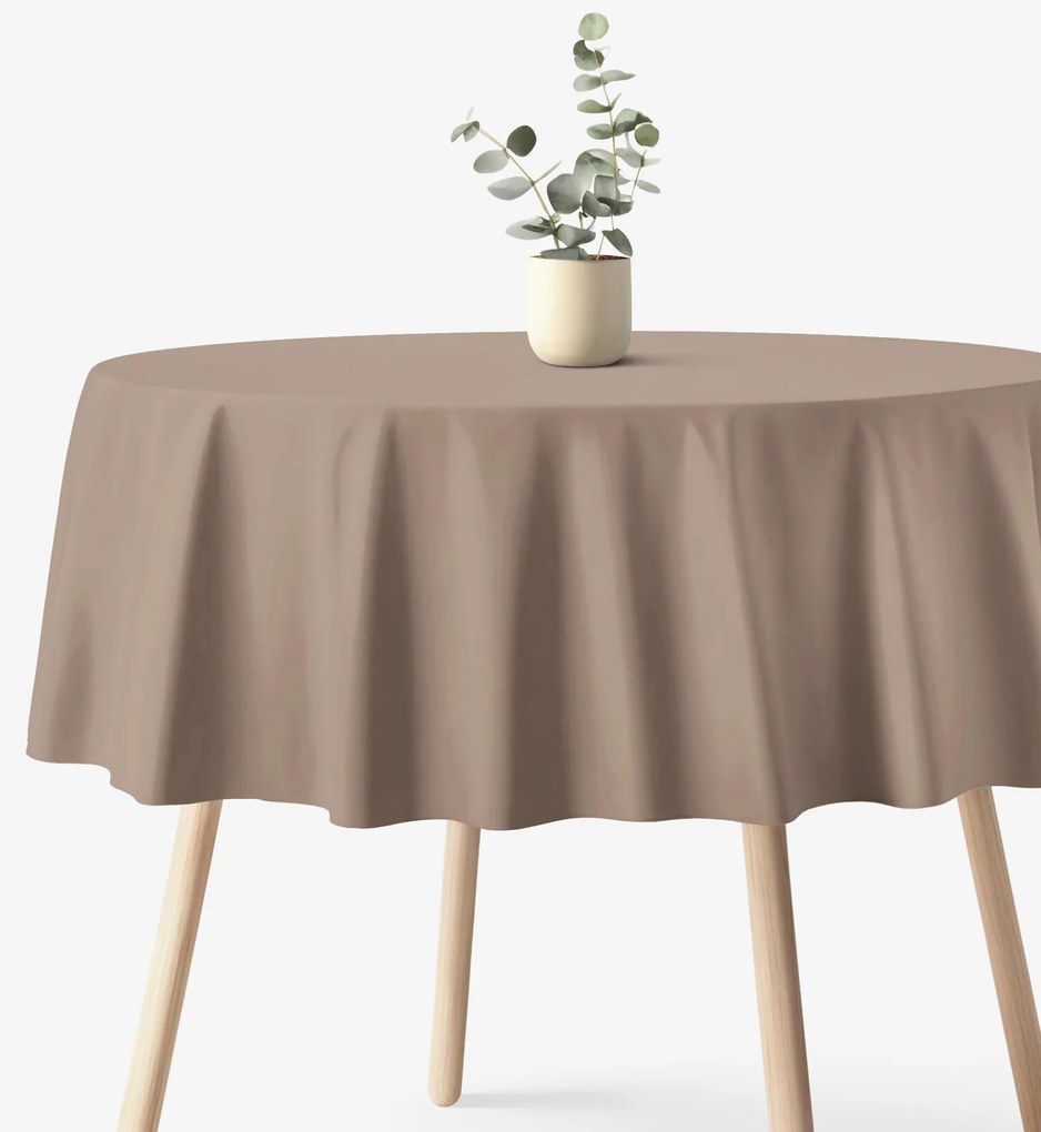 Goldea okrúhly obrus 100% bavlnené plátno - kávový hnedý Ø 110 cm