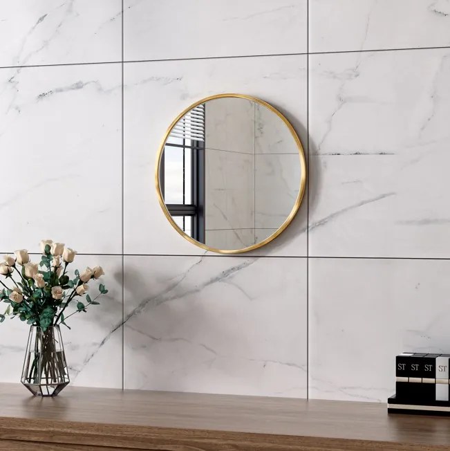 Erga Round, okrúhle zrkadlo 40cm, zlatý rám, ERG-V01-ROUND-4040-GD