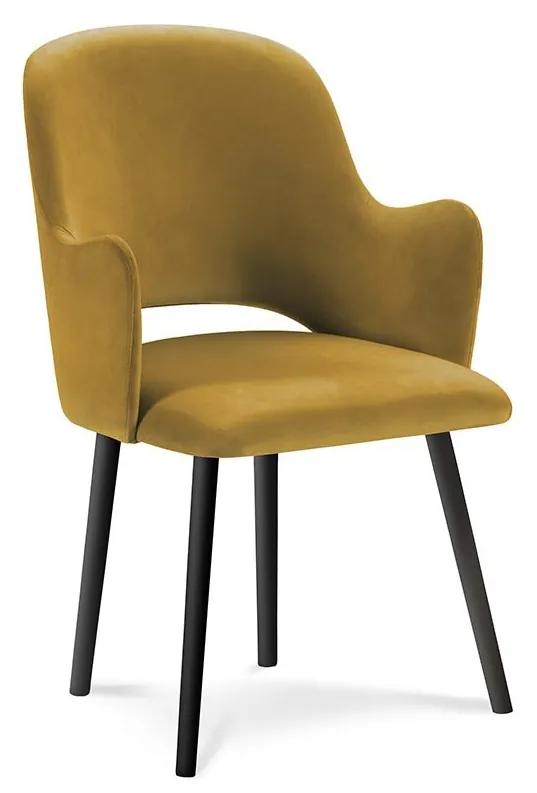 Odstíny žluté Zamatová stolička Laelia dĺžka 54 × šírka 50 × výška 85 cm MILO CASA