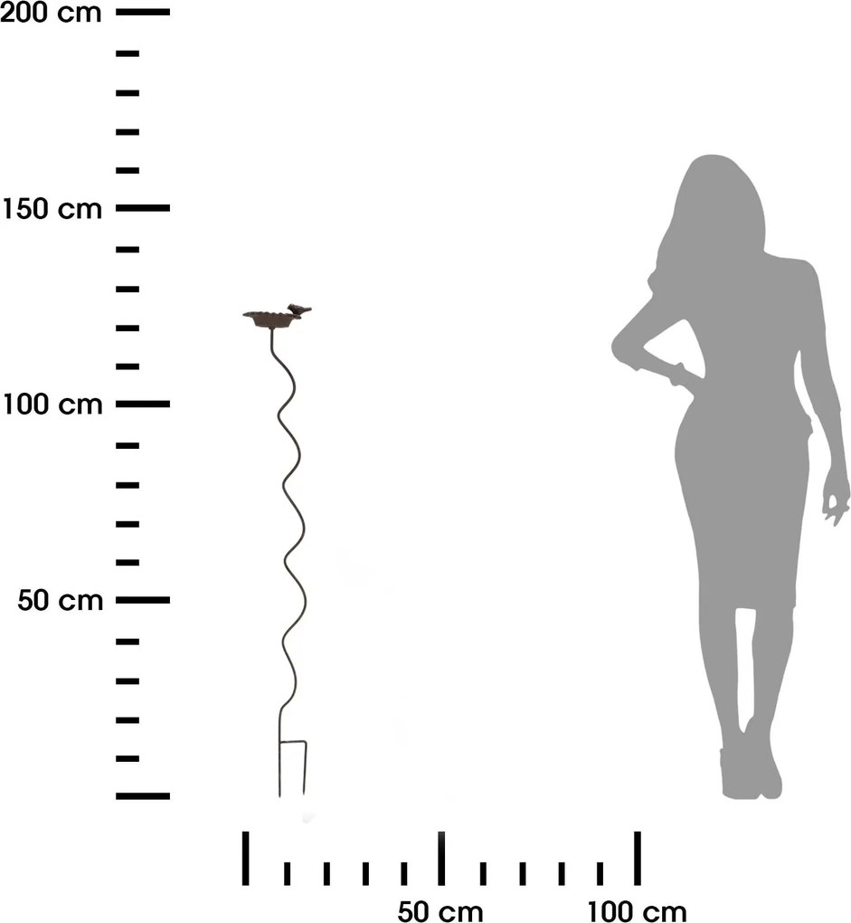 Zapichovacie napájadlo pre vtáky Spiral, 128x15,5 cm, liatina, hnedá