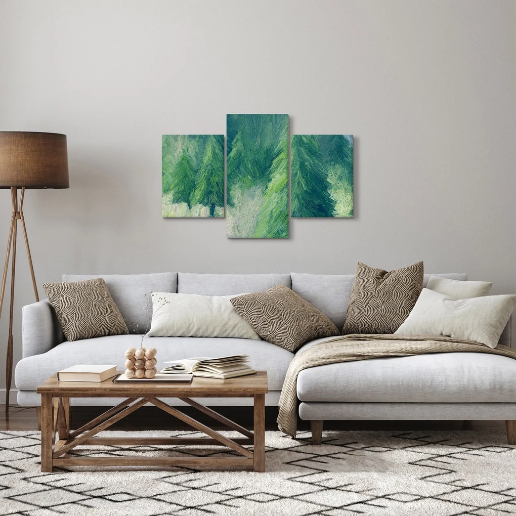 Obraz - Maľované ihličnany (90x60 cm)