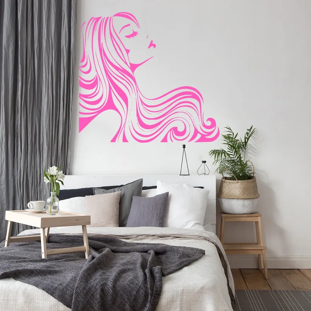 Veselá Stena Samolepka Žena z profilu Farba: hnedá, Veľkosť: 80 x 74 cm