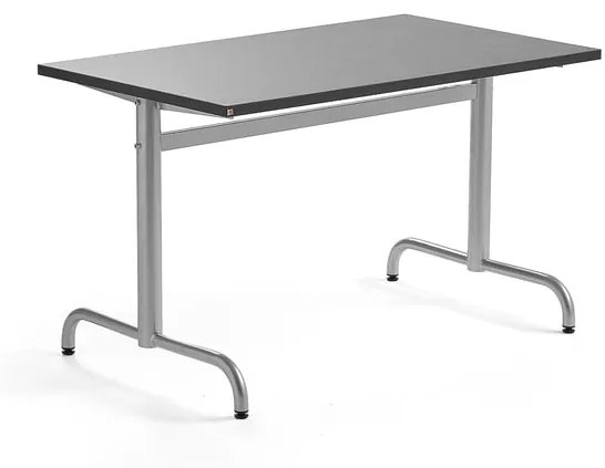 Stôl PLURAL, 1200x700x720 mm, linoleum - tmavošedá, strieborná