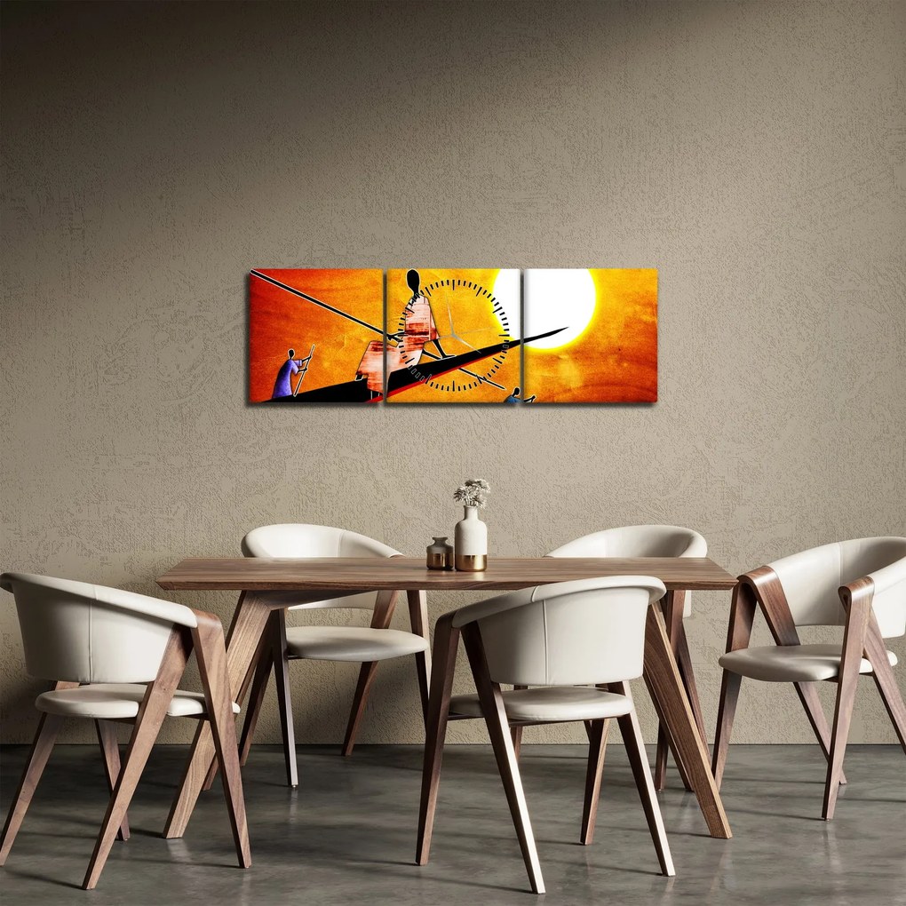 Obraz dobovej starovekej maľby (s hodinami) (90x30 cm)