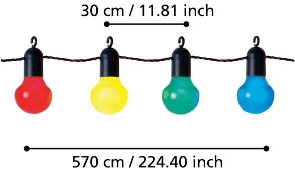 Eglo 900212 - LED Vonkajšia dekoračná reťaz FROSOLONE 20xLED/0,064W/31V IP44