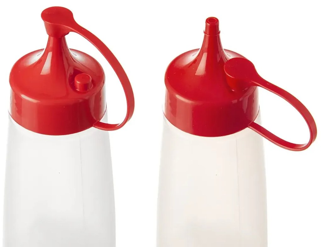 Orion Dávkovacia fľaša na kečup, omáčky, zálievky SOS – červené viečko