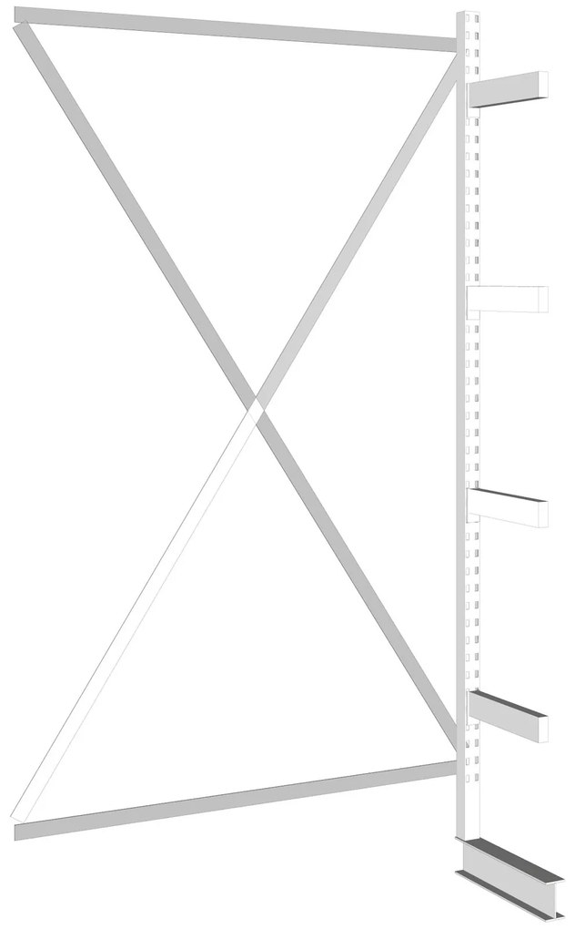 META Konzolový regál, jednostranný, 535 kg, 2500 x 1330 x 630 mm, prístavný
