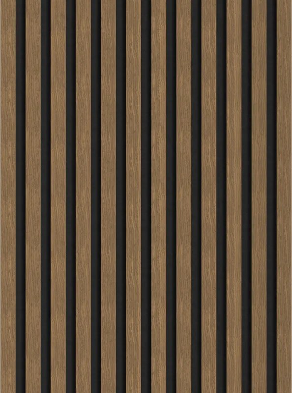 Mexen Lam-F, akustické stenové lamely 275 × 30 cm, plstený podklad 8 mm, technická dyha, orech prírodný, S105-275307-3015-016
