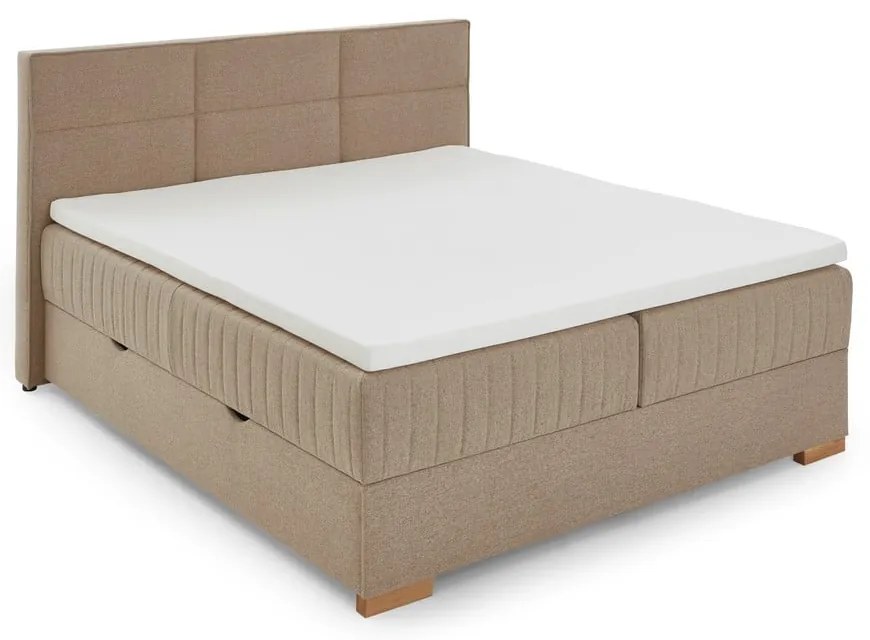 Béžová boxspring posteľ s úložným priestorom 160x200 cm Tambo – Meise Möbel