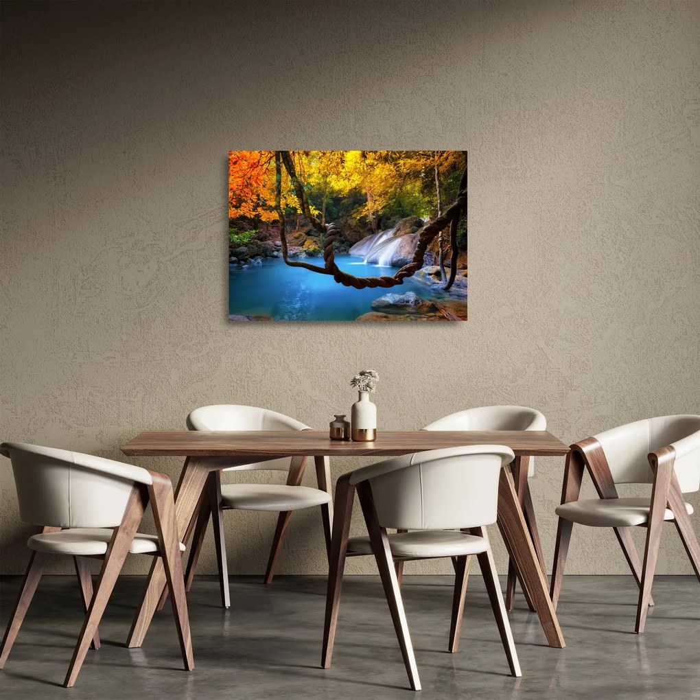 Sklenený obraz - Vodopády v Ázii (70x50 cm)