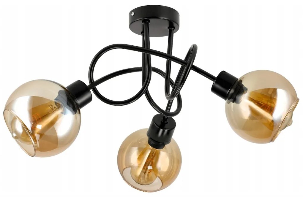 BERGE Sklenená LED stropná lampa 3xE27 - jantárová farba