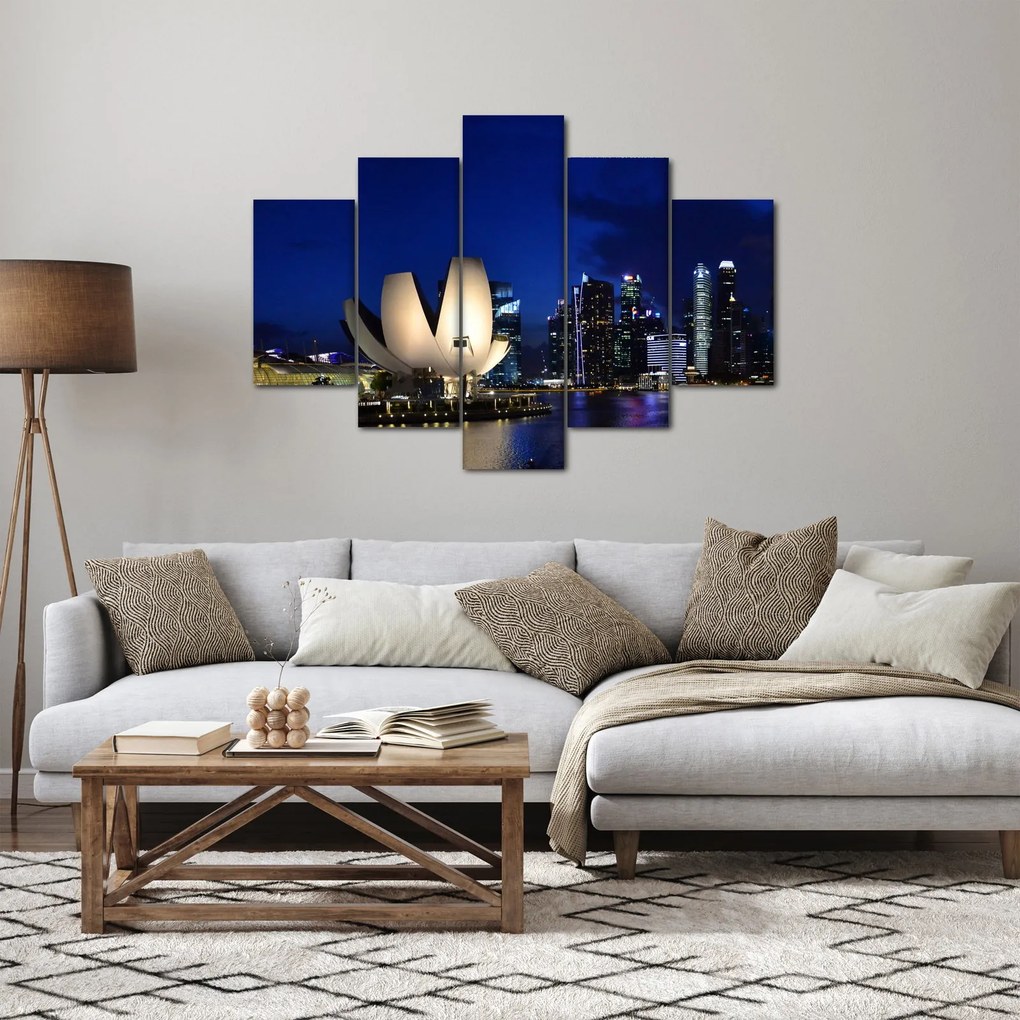 Obraz nočného Singapuru (150x105 cm)
