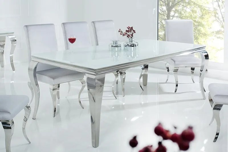 Jedálenský stôl Modern Barock 200cm/  biely- strieborný